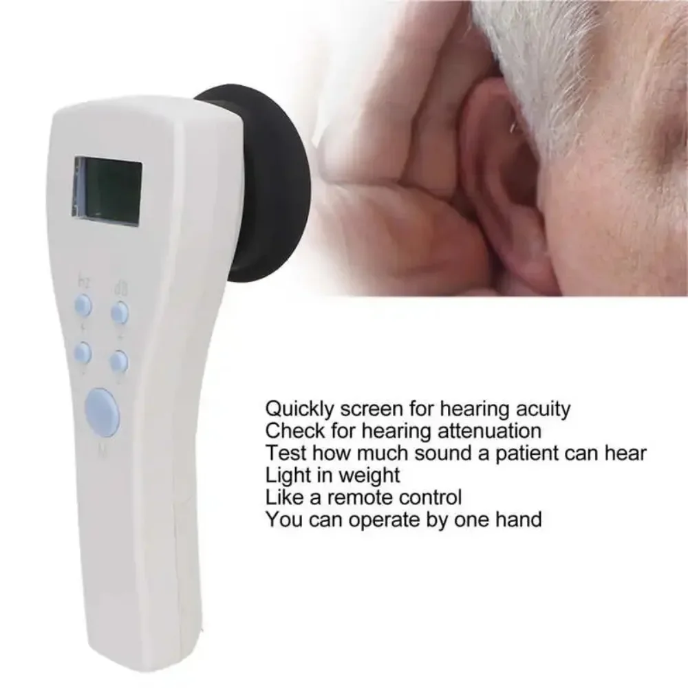 Handheld Audiometer Portable Hearing Acuity Test S Machine Readable LCD Screen Lightweight Check Hearing Attenuation Elderly Kid