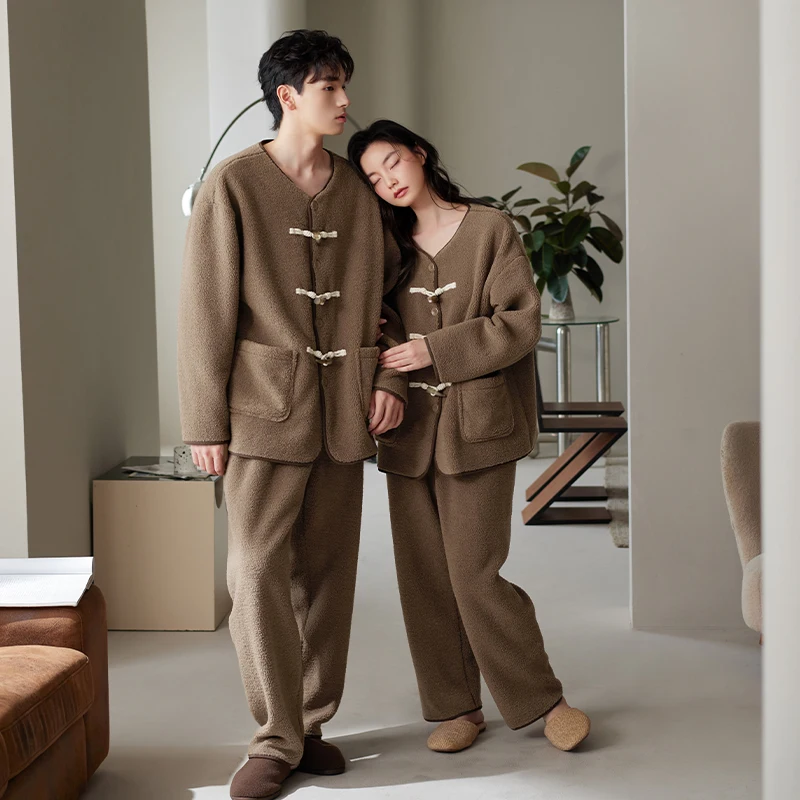 

Парные пижамы для влюбленных: зимний теплый фланелевый комплект для женщин (размеры M-3XL) и мужские пижамы из кораллового флиса с длинным рукавом для дома и отдыха