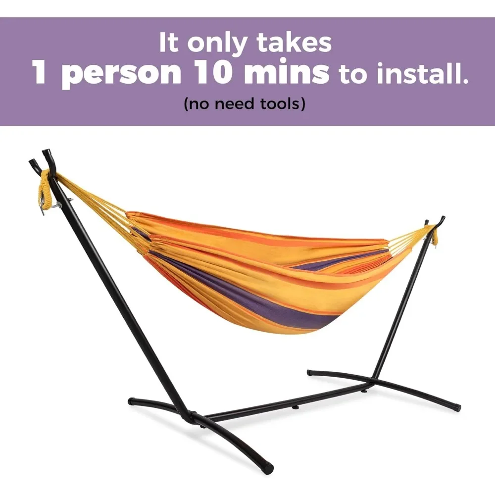 2-Person Hammock with Durable Space Saving Steel Stand, 450 lb Capacity, Premium Carry Bag Included,Tropical