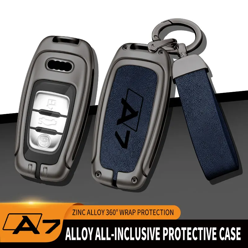 Metal leather Car Remote Key Case Cover Holder Shell Fob For Audi A7 Q3 A3 S4 B7 B8 A6 A5 A4 A8 Q5 S5 S6 Q7 Accessories