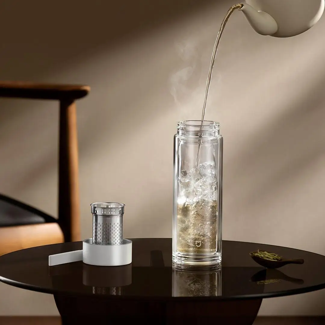 كوب زجاجي محمول بطبقة مزدوجة من Xiaomi Mijia 316L مادة من الستانلس ستيل تخزين شاي مستقل مقاوم للانفجار 400 مل