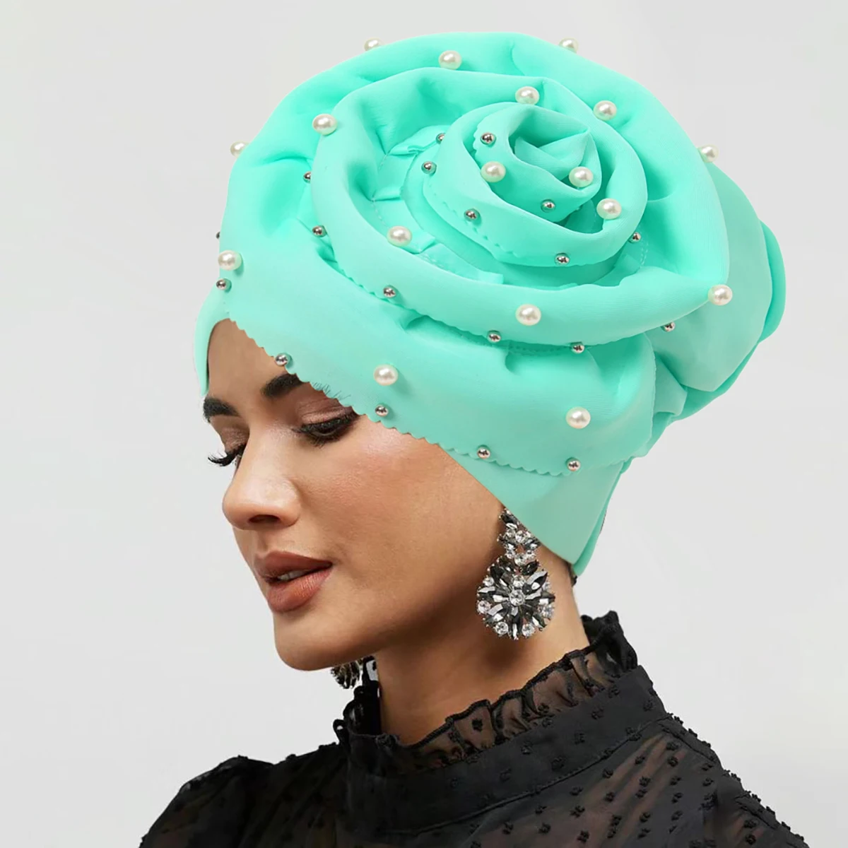 New Muslim Women Flower Hat Indian Beanie Hair Loss Head Cover Beaded Turban Cancer Chemo Islamic Caps Headwear Ladies Hats