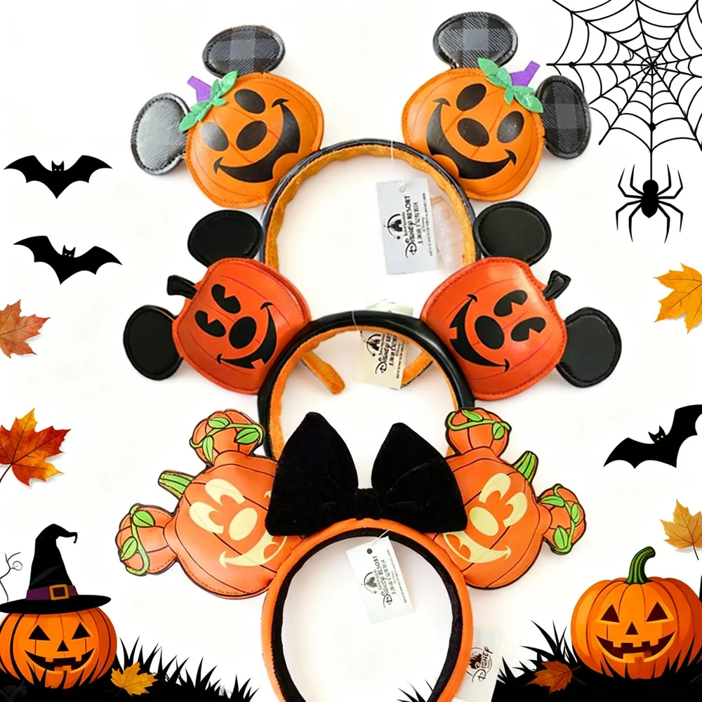 Halloween Mickey Mouse Ear Headband pumpkin Bow Festival Party Christmas Hairband Hair Hoop Girl Accessories Christmas Gift