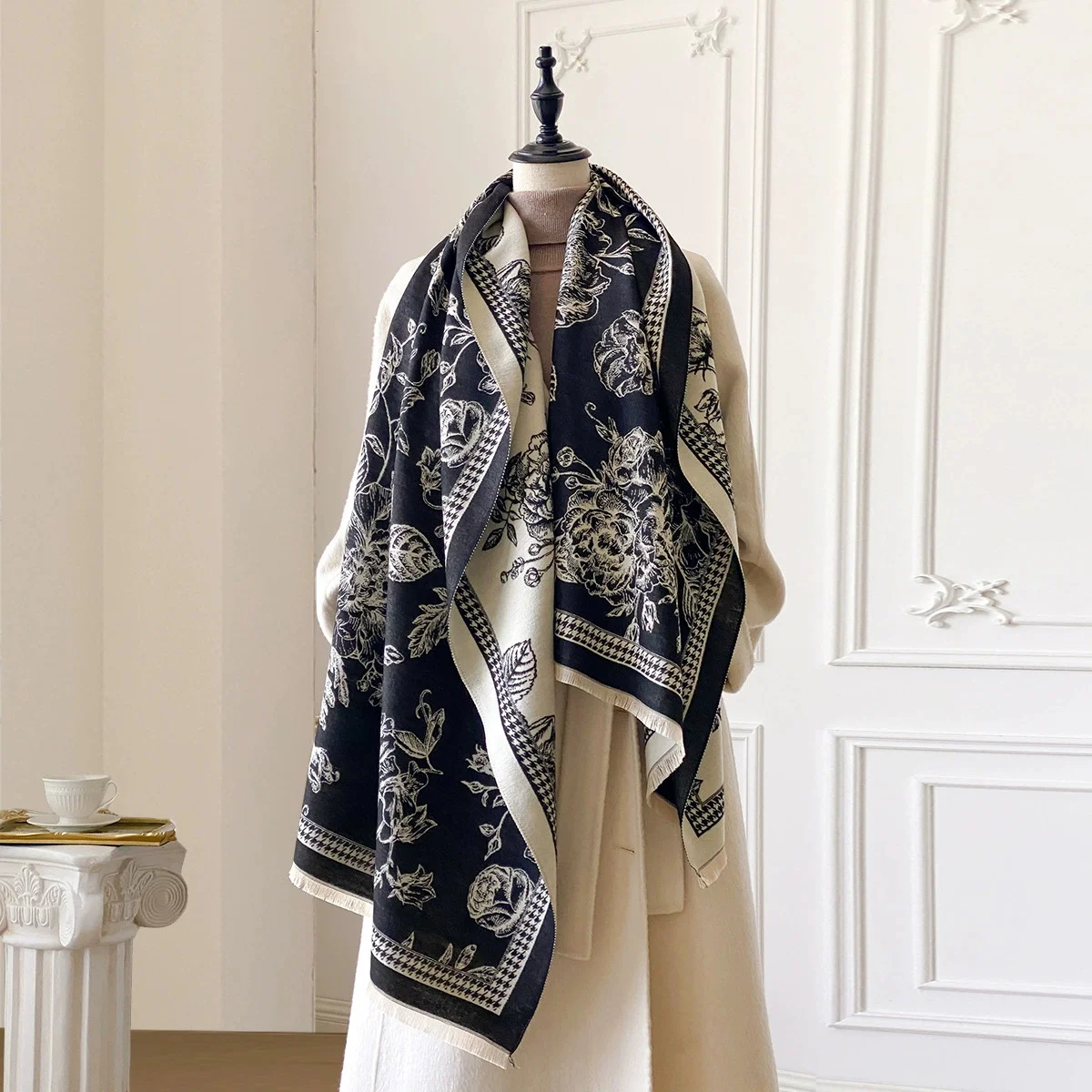 

Модные кашемировые шарфы, шарф с цветочным принтом, женский осенне-зимний теплый шаль, роскошное дизайнерское одеяло Bufanda Poncho Echarpe