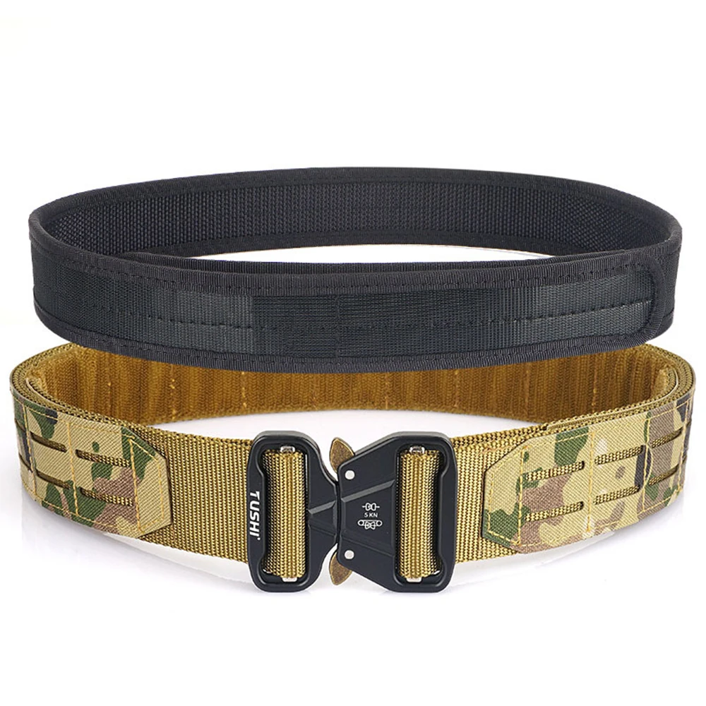 TUSHI 1.7 Inch Army Style Combat Belts Quick Release Tactical Belt Fashion Men Military Canvas Waistband Outdoor Hunting