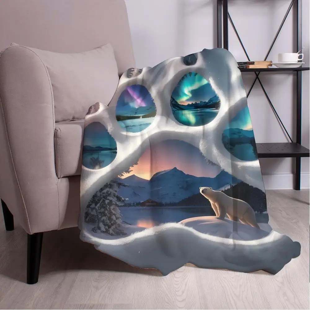 

Wolf Paw Blanket Throw Blanket Aesthetic Art Flannel Blanket Portable Home Travel Camping Sofa Picnic Thickening Flannel Blanke