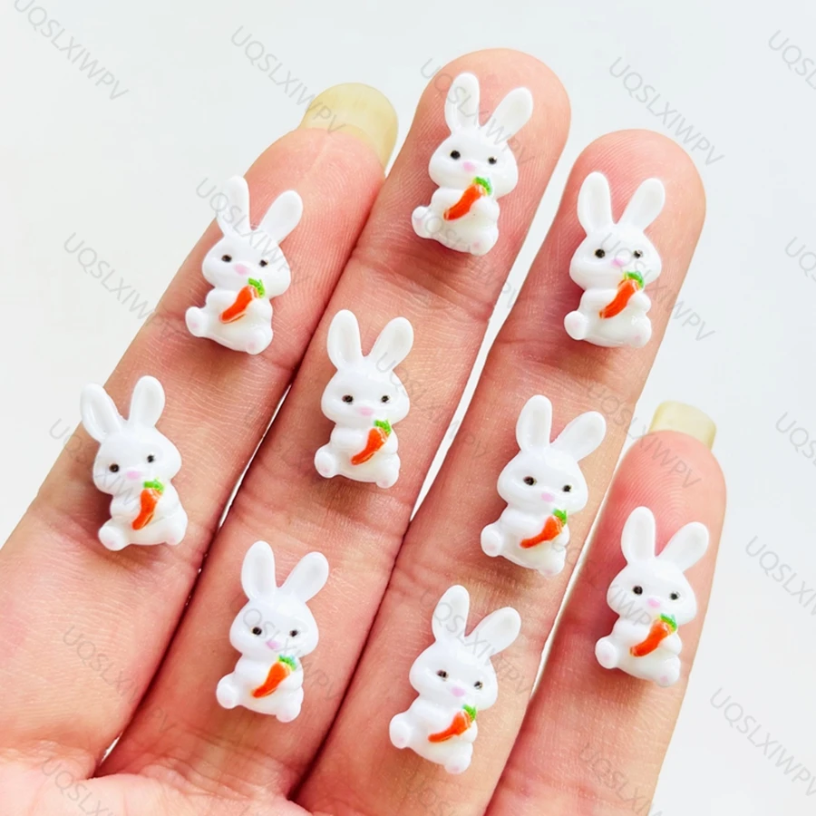 20 pieces of cartoon resin mini carrot bunny 3D decoration DIY, suitable for nail art and jewelry making A148