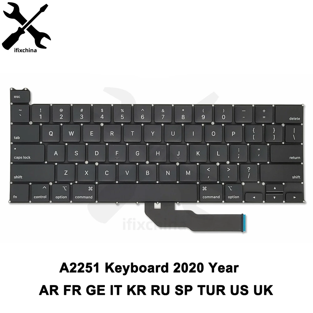 

New Laptop A2251 Keyboard US UK English Russian Arabic for Apple MacBook Pro Retina 13 " Replacement EMC3348 MWP72 Early 2020