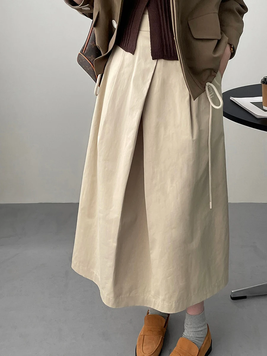 

i Color Asymmetrical Pleated Umbrella Skirt A-Line High Waist Faionable f Skirt Beautiful Skirt Premium Quali