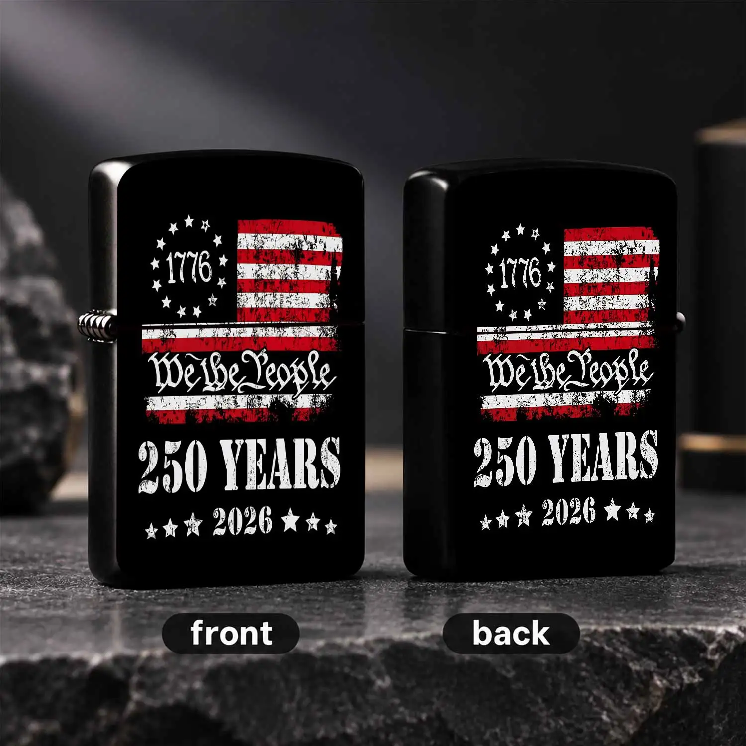 Vintage Distressed 1776 American Independence Themed Lighter With We The People Logo, 250Th 2026 Patriotic Souvenir Portable Igniter, Versatile For Daily Use, Festivals Gifting And Collecting, Unique Retro Style Practic A Humorous And Inter