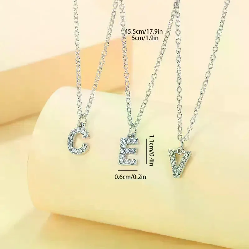 ساطع A-Z قلادة بحرف سحر قلادة 26 الأبجدية الأولية اسم سلسلة الترقوة حفلة عيد الحب مجوهرات هدية #2