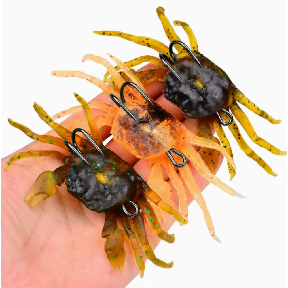 

3 шт., 10 см, 3d имитация краба для осьминога, искусственная приманка, силиконовая мягкая рыболовная приманка с крючком, снасти для зимней рыбалки в морской воде