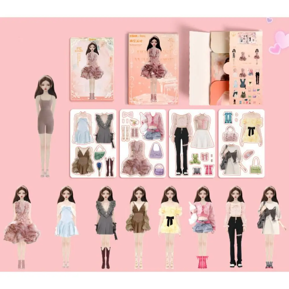 Casa de muñecas de papel sin cortar, juego para niñas, muñeca de papel DIY repetida, libro silencioso, libro de princesa bonito DIY brillante de dibujos animados