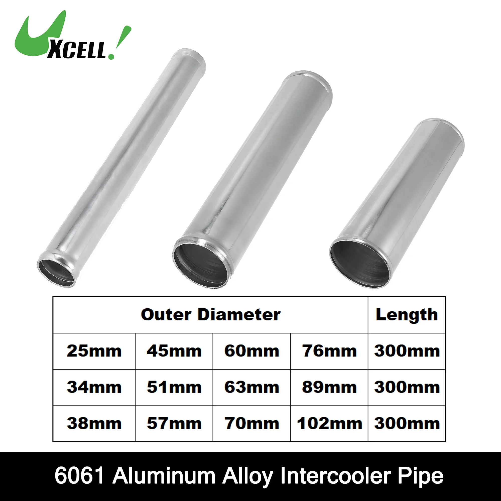 UXCELL OD 38mm 51mm 57mm 63mm 89mm Length 300mm Aluminum Alloy Tube Intercooler Pipe Straight Air Intake Tube for Car