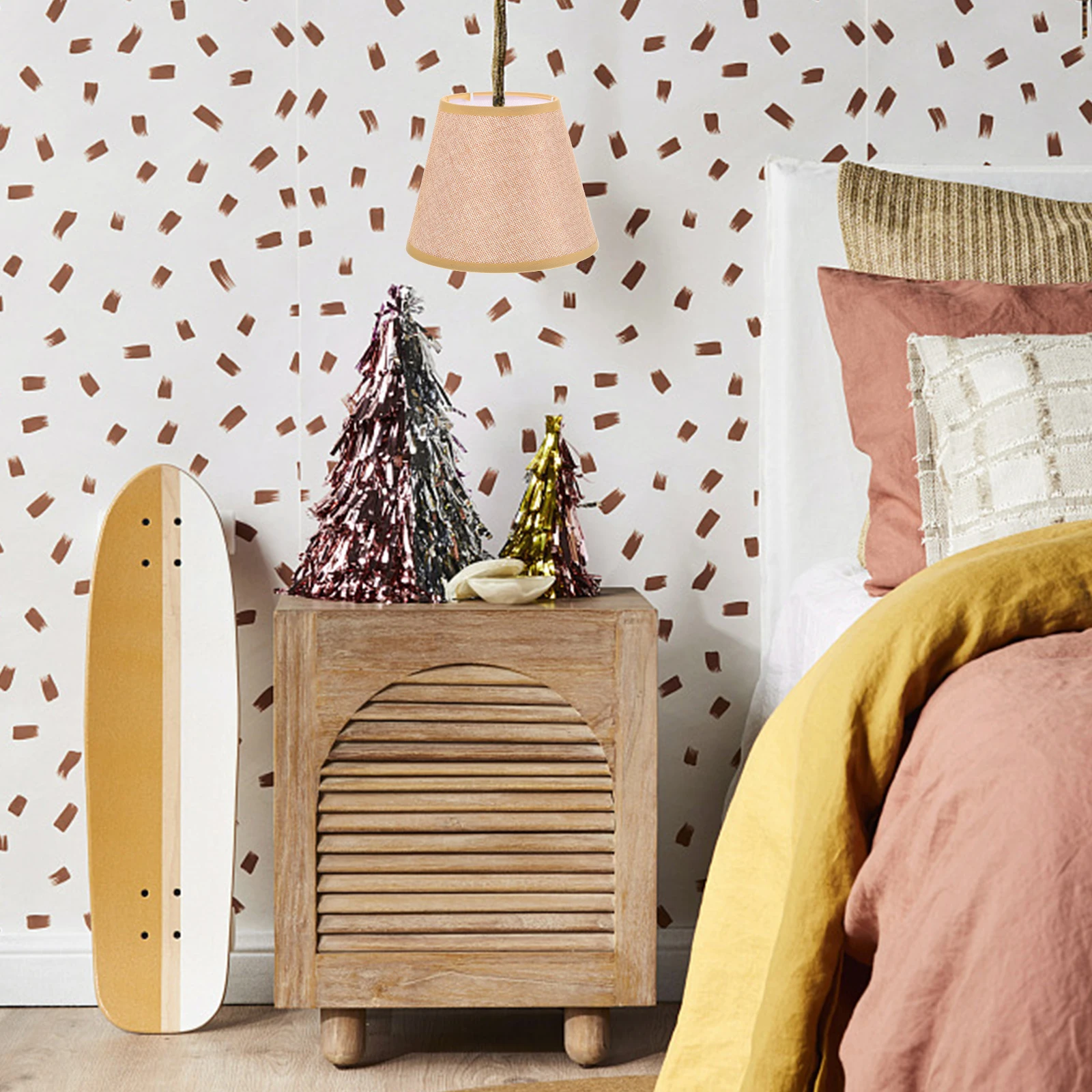 

Shallow Coffee Hemp Cartoon Printed Lampshade Diy Lighting Accessories Pc Elegant Fabric Tabletop Lamp Cover