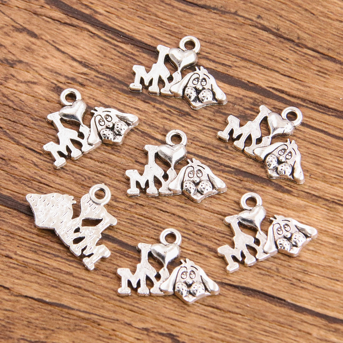 20PCS 13 Styles Mixed Alloy Animal Dogs Charms For Jewelry Making DIY Handmade Pet dog Paw Basin Letter Herat Pendant