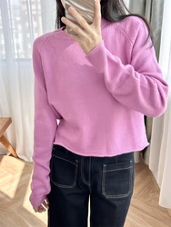 Knitted sweater  Long sleeved with sweet pink temperament, women's dopamine anti-aging M home 2024 spring new collection