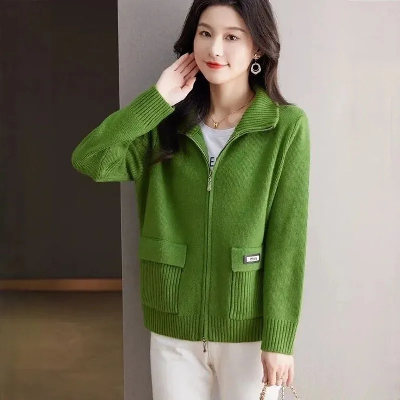

2026 New Autumn Winter Cardigan Sweater Jacket Women Korean Loose Zipper Knitted Short Wool Sweater Coat Female Casual Lady Tops