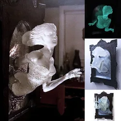 Ghost in the Mirror Wall Plaque Wall Decoration Halloween Haunted House Chamber Mirror Luminous Photo Frame Horror Glowing