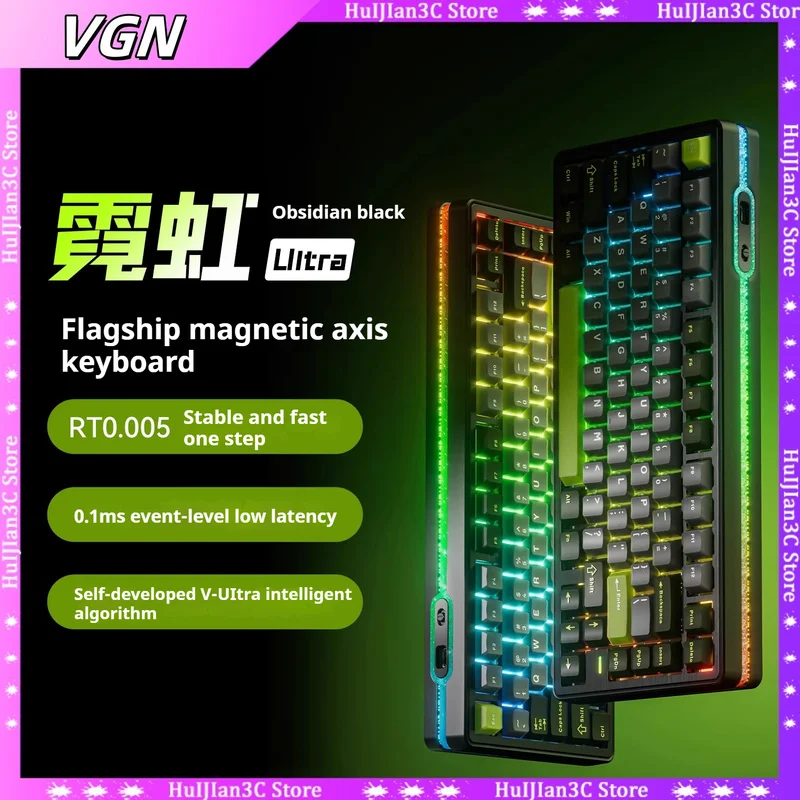 

VGN Неоновая магнитная клавиатура TTC Tri Modes 75, индивидуальный неоновый свет RGB 0,1 мс, сверхнизкая задержка, игровая клавиатура для ПК с возможностью горячей замены