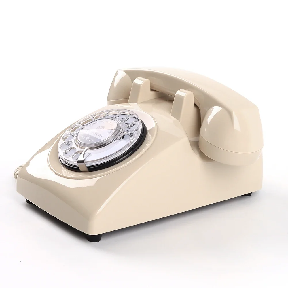 Classic Vintage beige rotary antique telephone audio guestbook phone message recording phone wedding phone