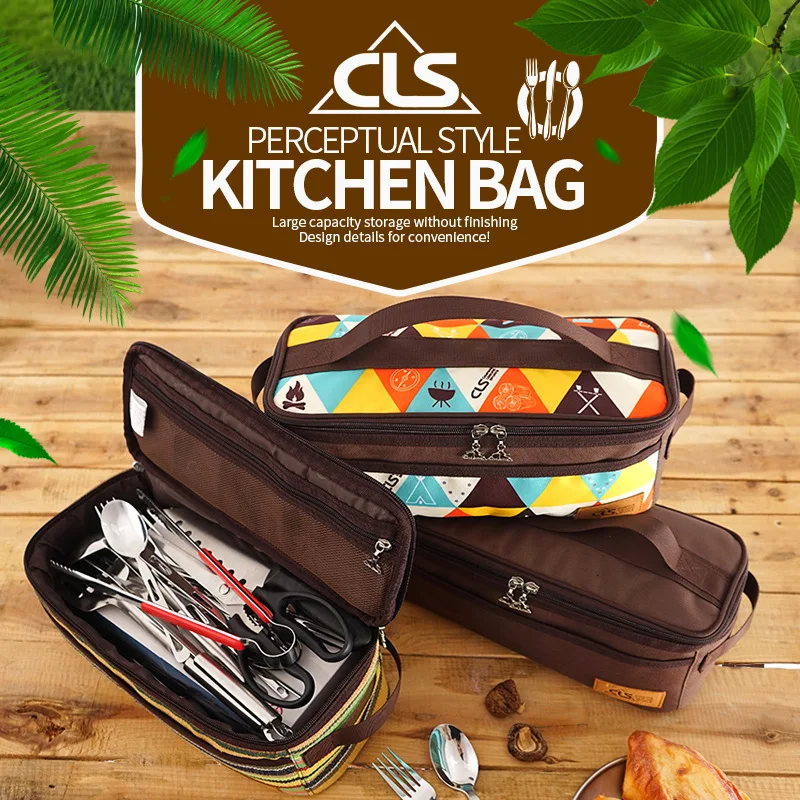 Outdoor Camping Cookware Storage Bag Kitchen Tableware Storage Bag Travel Cosmetic Bag Portable Toilet Bag