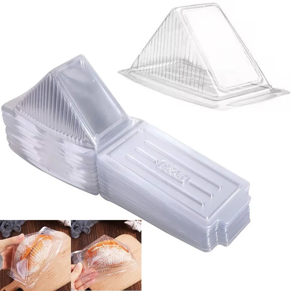 

100Pcs New PET Sandwich Packing Box with Lids Clear Sandwich Triangle Case DIY Reusable Wedge Boxes Kitchen
