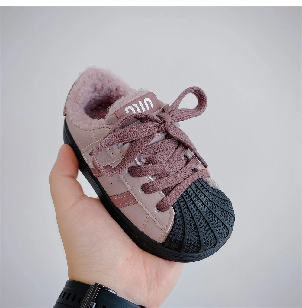 Chaussures Chaudes et Décontractées à Semelle Souple pour Garçon et Fille, Baskets Épaisses en Peluche de Style Coréen, Nouvelle Collection d'Hiver