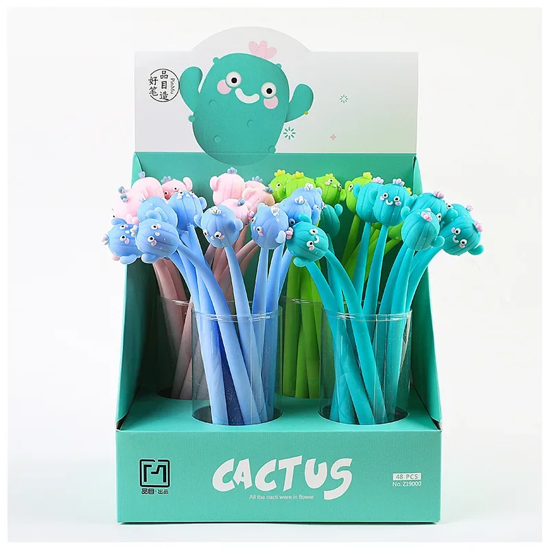 24pcs Creative and Cute Cartoon Cactus Shaped Signature Pen