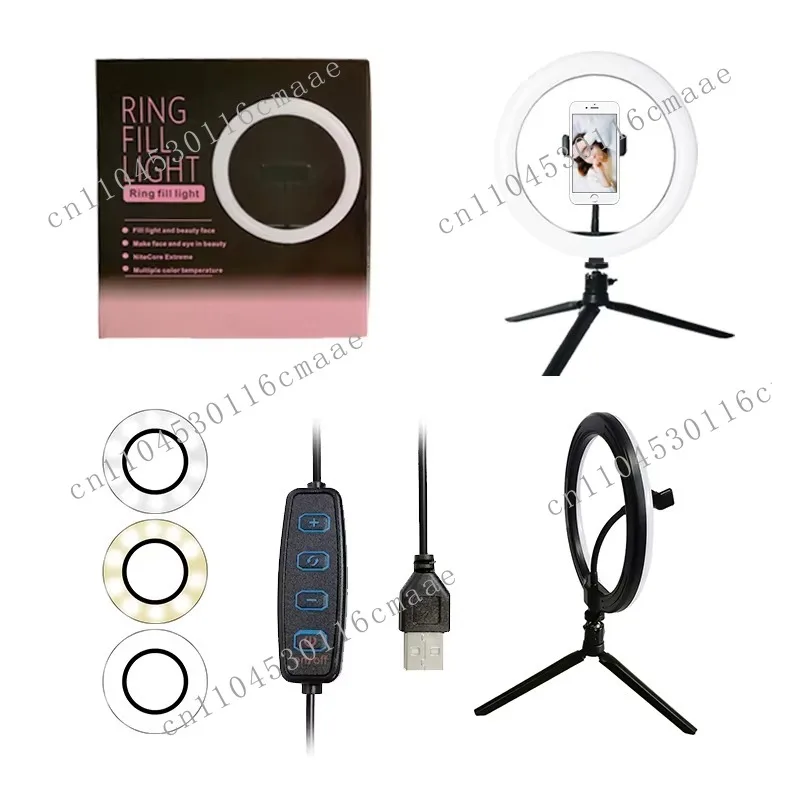 High Quality Plastic 10inch Foldable Waterproof Adjustable Color Temperature USB Powered Live Streaming Broadcast Selfie Light
