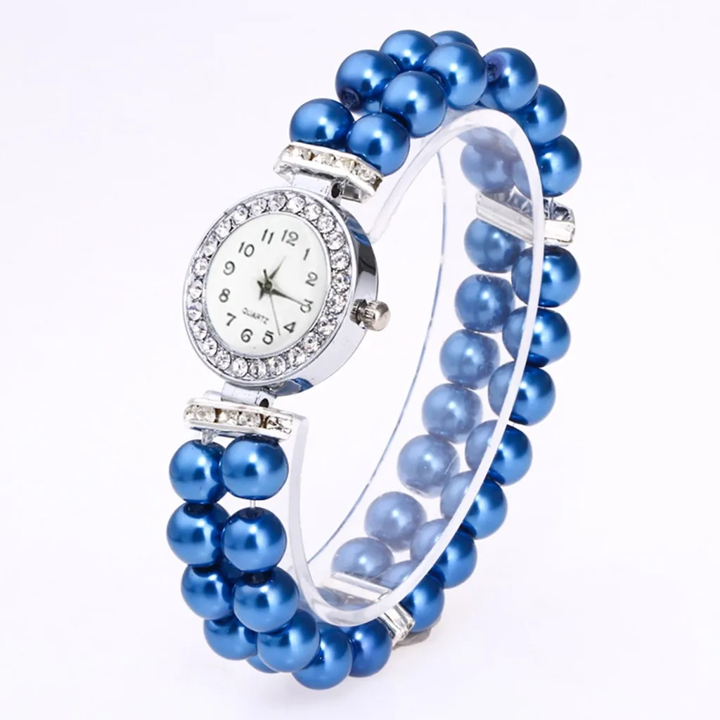 Fashion Women Casual Pearl String Watch Strap Quartz Wrist  Watch