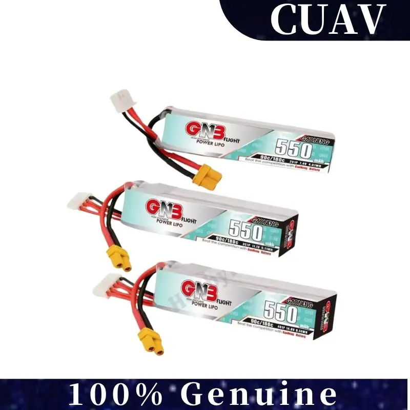 GNB 550mAh 2S 7.4V/3S 11.1V/4S 14.8V 90C batterie LiPo XT30U pour Drone FPV/petit Whoop, longue durée à décharge élevée