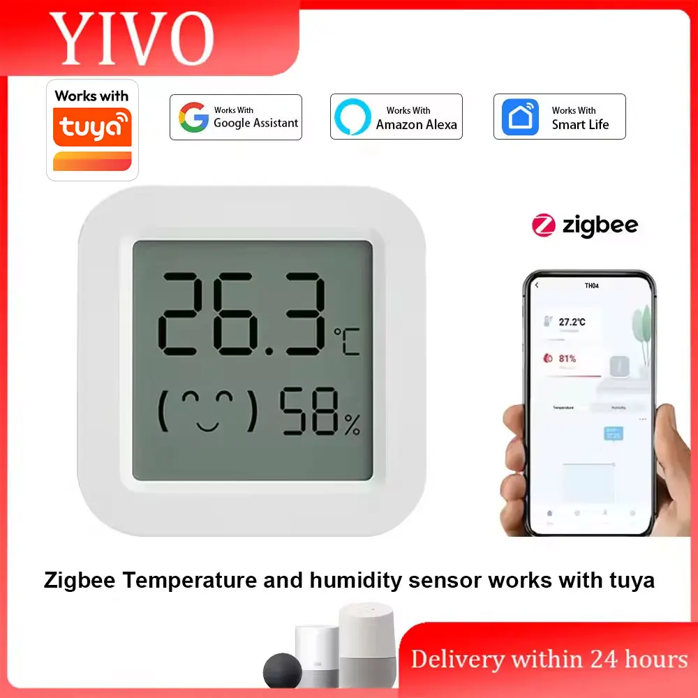 Capteur de température et d'humidité Zigbee 3.0, thermomètre télécommandé via application Tuya Smart Life pour maison intelligente, fonctionne avec Yandex Alexa