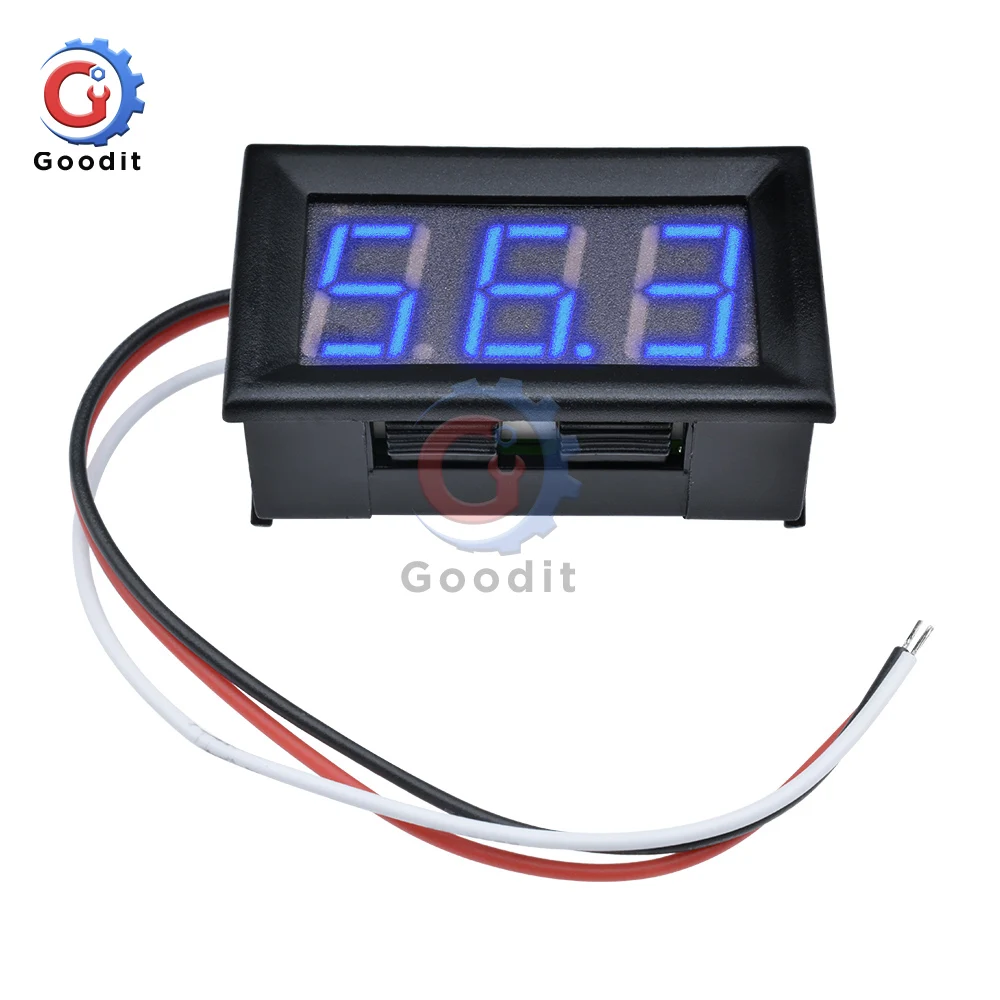 Voltmètre numérique avec affichage LED, mètre de panneau de tension, rouge, bleu, vert, électromobile, moto, voiture, 6V, 12V, DC 0 ~ 0.56 V, 99.9 pouces