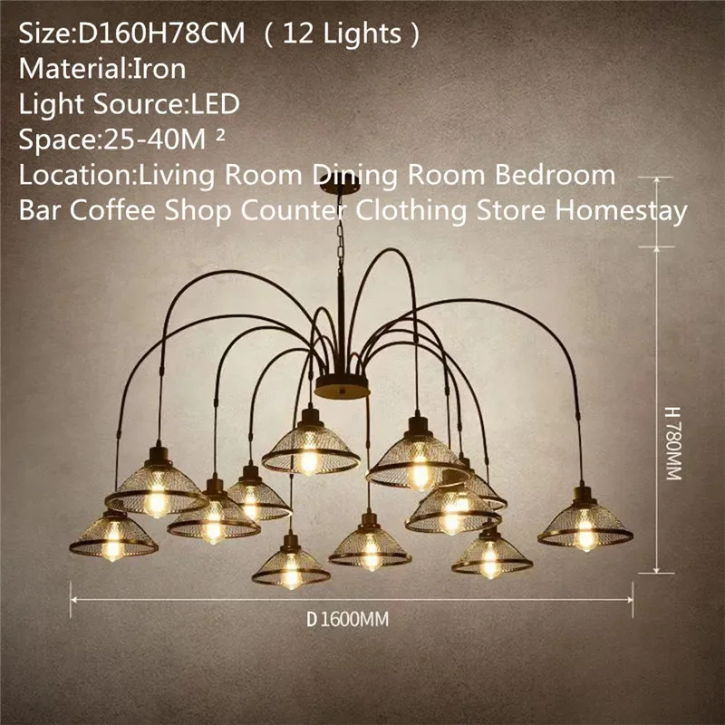 FAIRY Industrial Wind Pendent Lamp American Retro Living Room Restaurant Loft Clothing Store Cafe Bar Box Homestay Chandelier