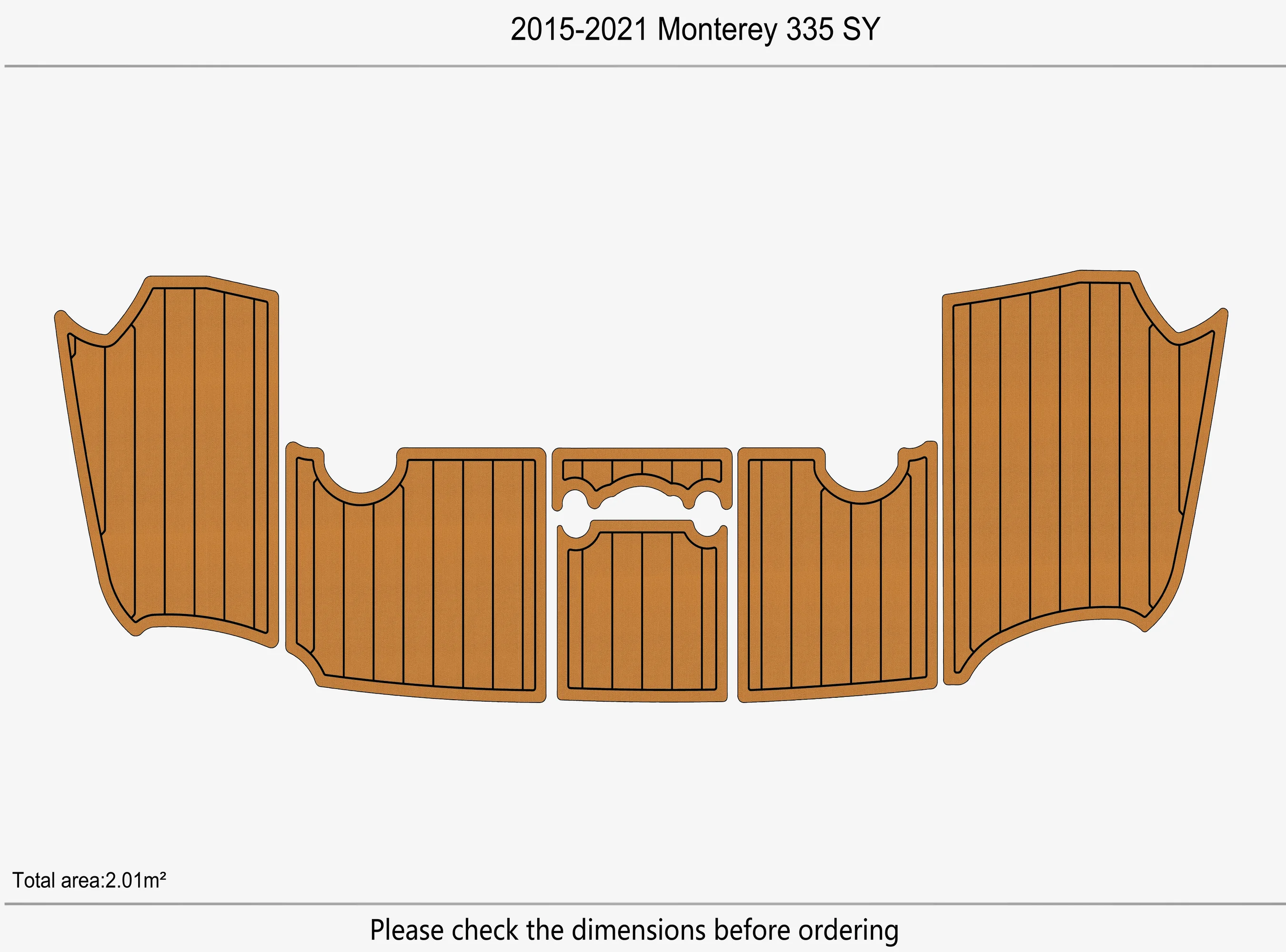 Non-Slip EVA Faux Teak Marine Mat Self-Adhesive 6mm Yacht Cockpit Pad for 2015-2021 Monterey 335 SY Boat Decking Easy Install