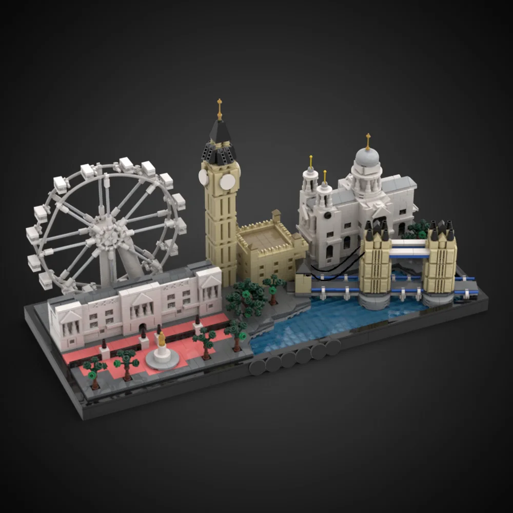 MOC London Skyline Model Building Blocks Buckingham Palace Tower Bridge Big Ben London Eye Architecture Bricks Toy Gift