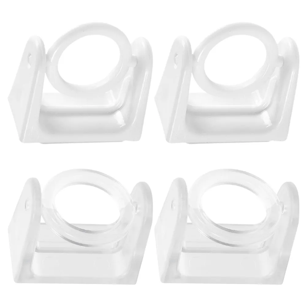 4Pcs Transparent Adhesive Telescopic Rod Holder 360 Degree Rotation Wall Mounted for Shower Curtain Tension Rod Brackets