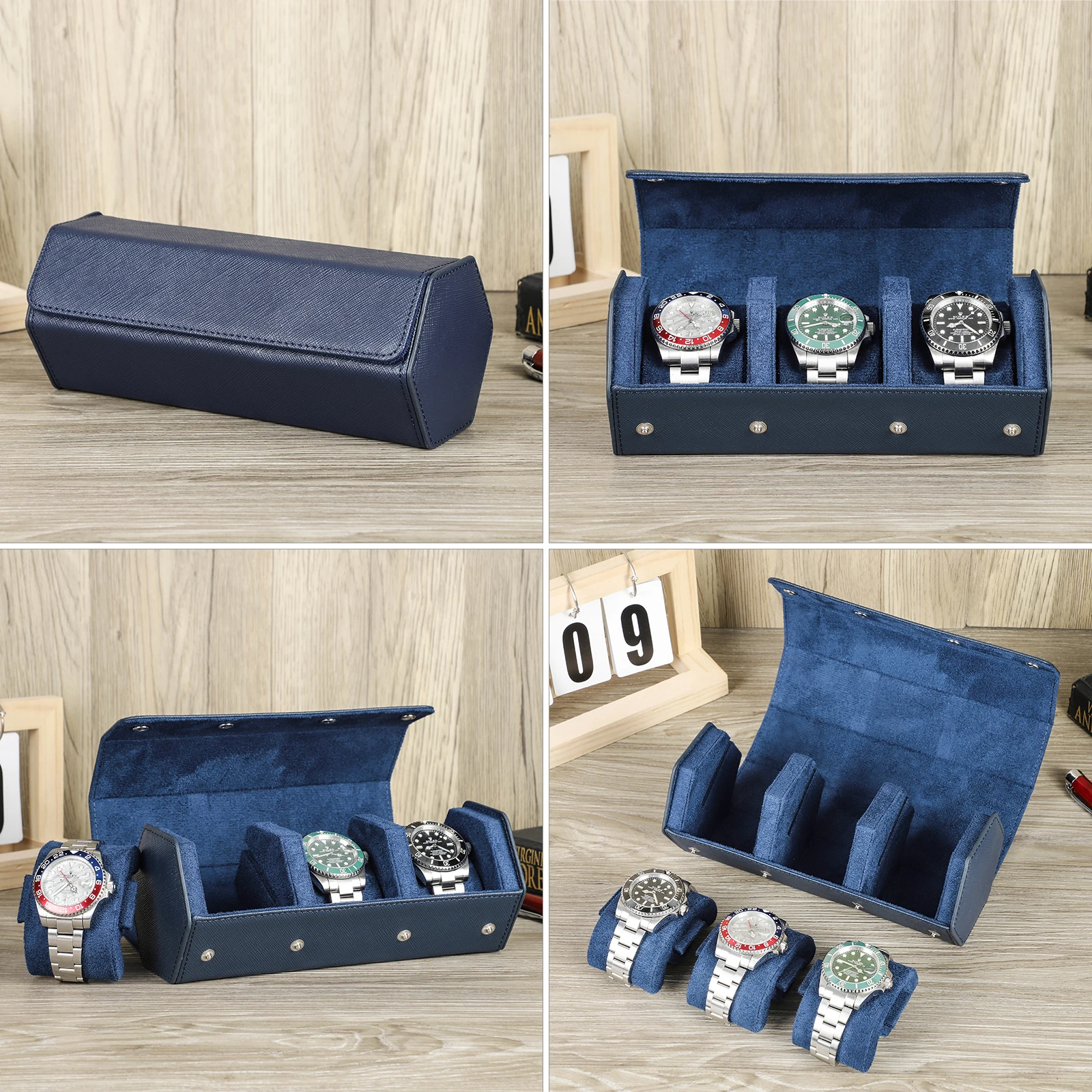 Luxe Echt Lederen Horloge Roll Horloge Opbergdoos Reishorloge Geschenkdoos Groen Horloge Etui