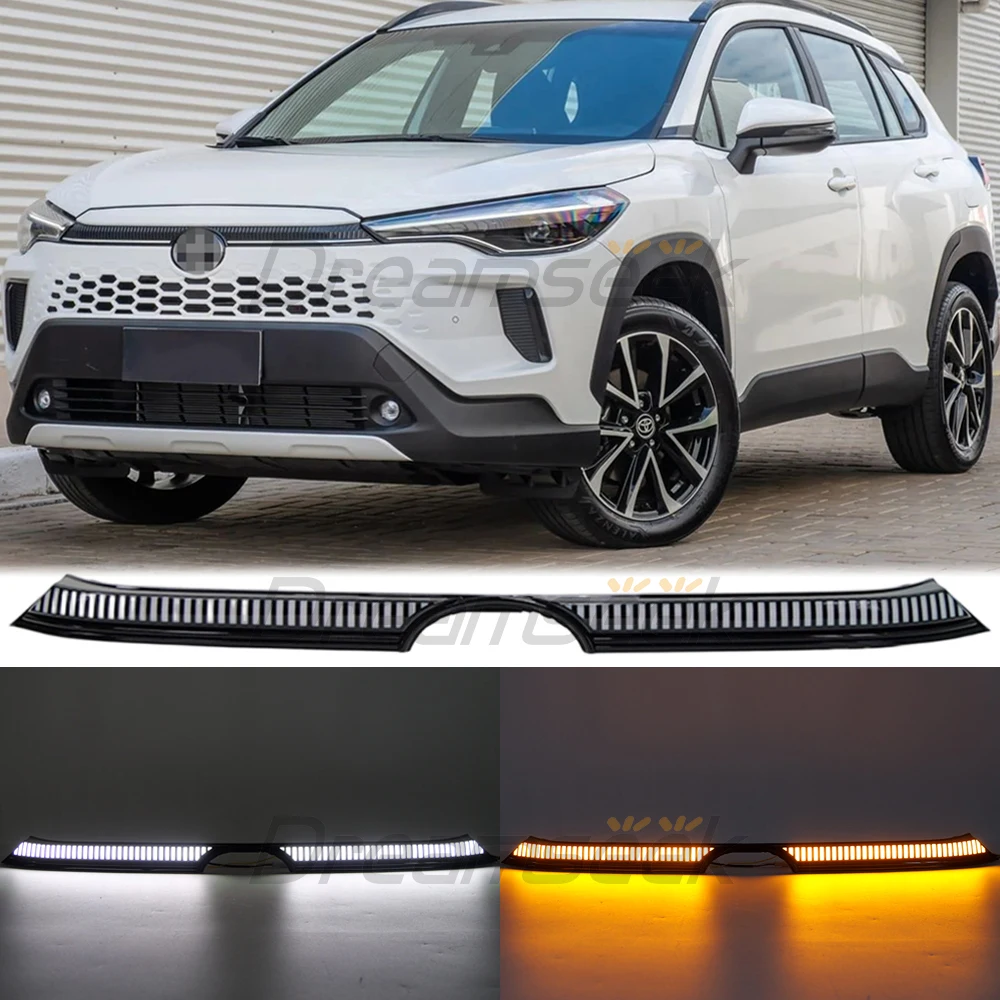 LED Grille Light DRL for Toyota Corolla Cross XG10 2024+ Daytime Running Light w/ Dynamic Turn Signal Lamp Driving Indicator