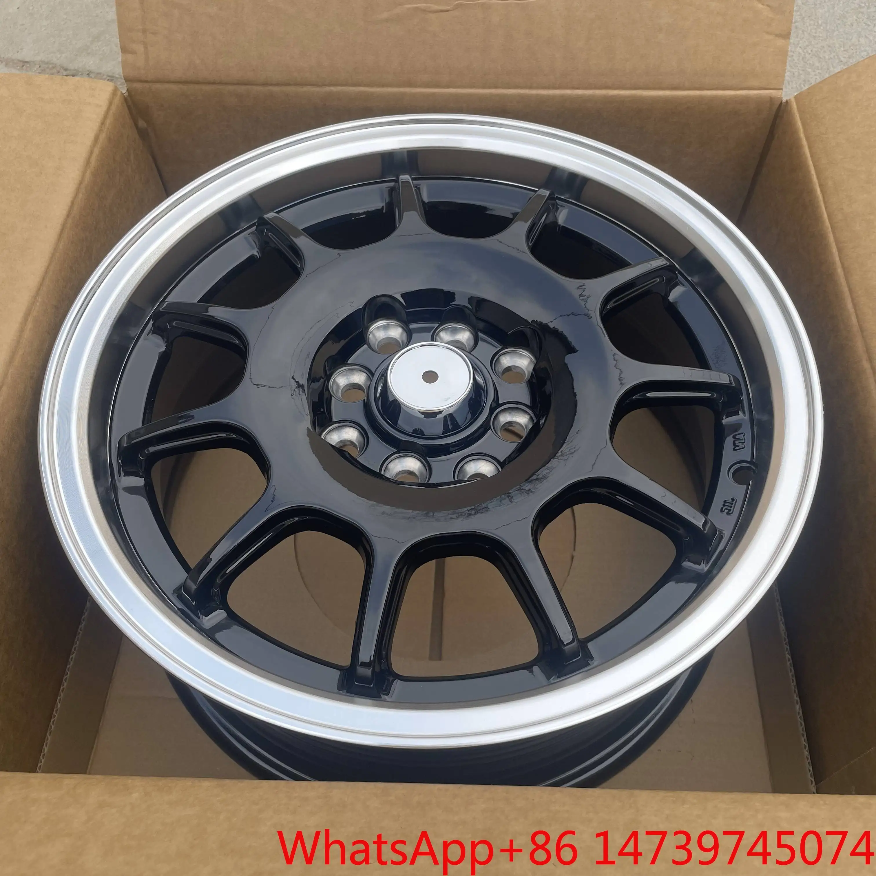 New 15 Inch 4-Hole Aluminium Alloy Wheels Gloss Black Machine Lip Multi Spoke Design Lightweight for for Passenger Cars