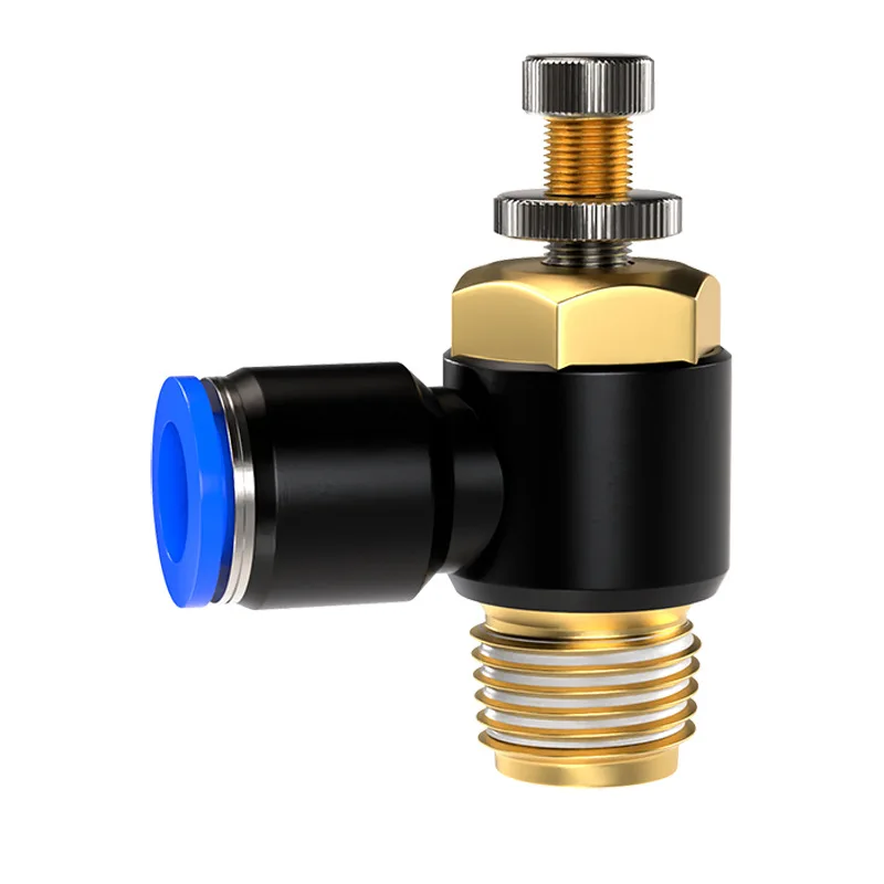 Pneumatic One-Way Throttle Speed Control Valve, Push-in Quick Air Hose Fitting for Cylinder, 6mm Tube M5 Thread