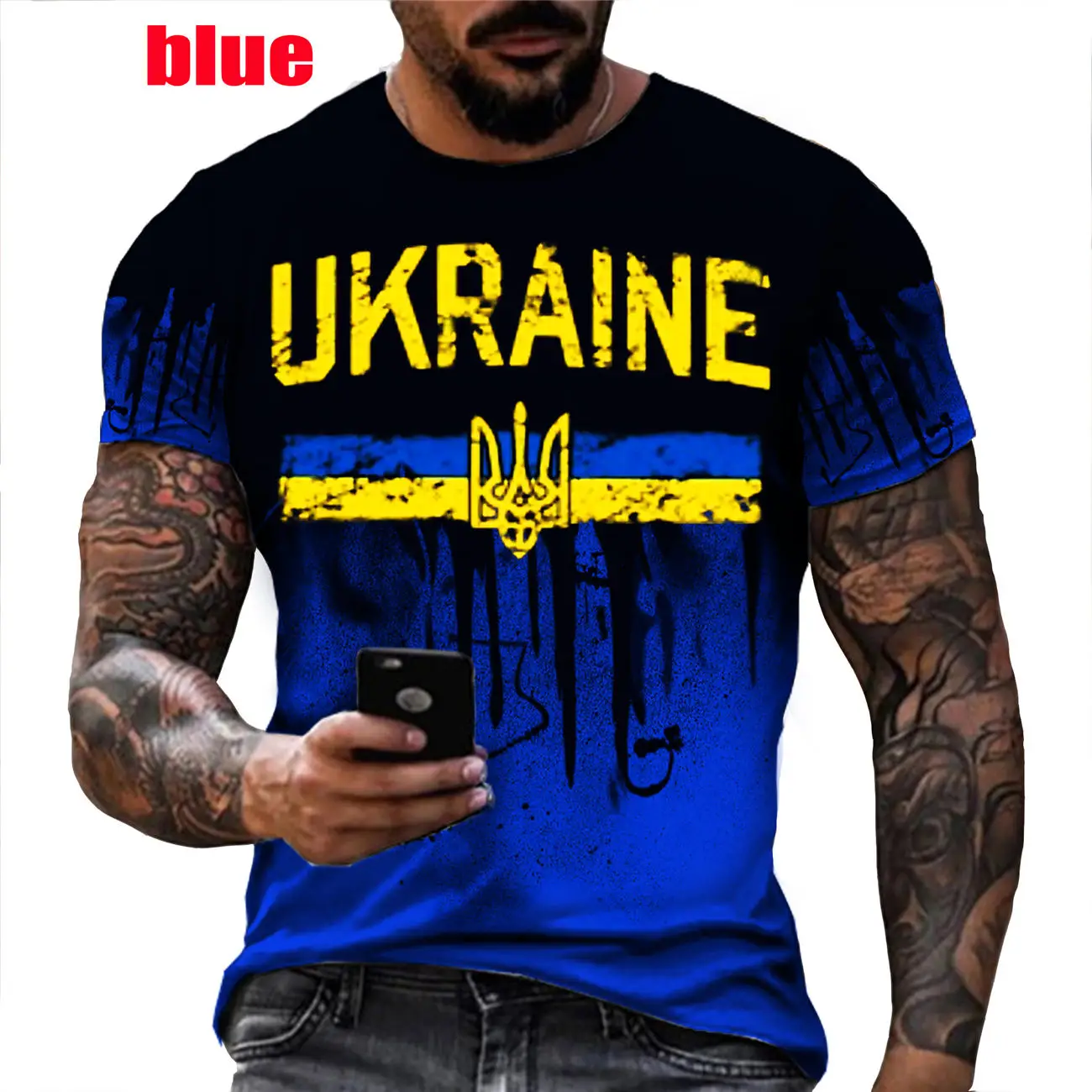 Camouflage Ukraine Flag Men T Shirts Summer Oversized Loose Clothes Vintage Camo Short Sleeve Fashion Letters Tee Casual Clothes