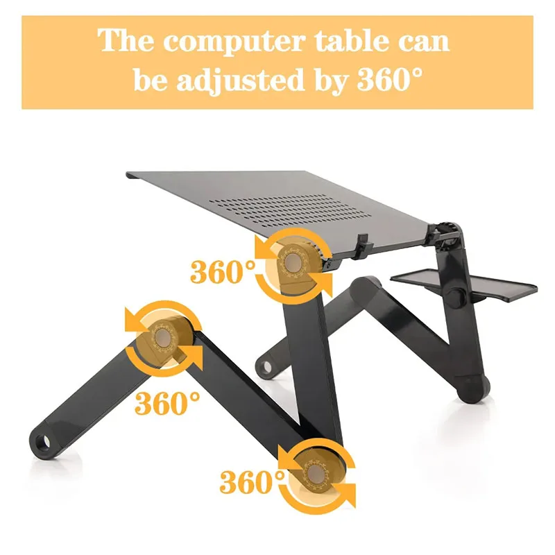 Adjustable Laptop Desk Stand Portable Aluminum Alloy Lapdesk For TV Bed Sofa PC Notebook Table Desk Stand With Mouse Pad