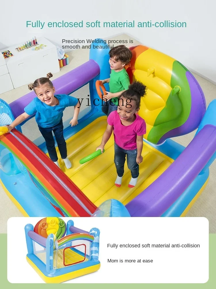 YY Children's Inflatable Castle Indoor Small Household Child Baby Trampoline Inflatable