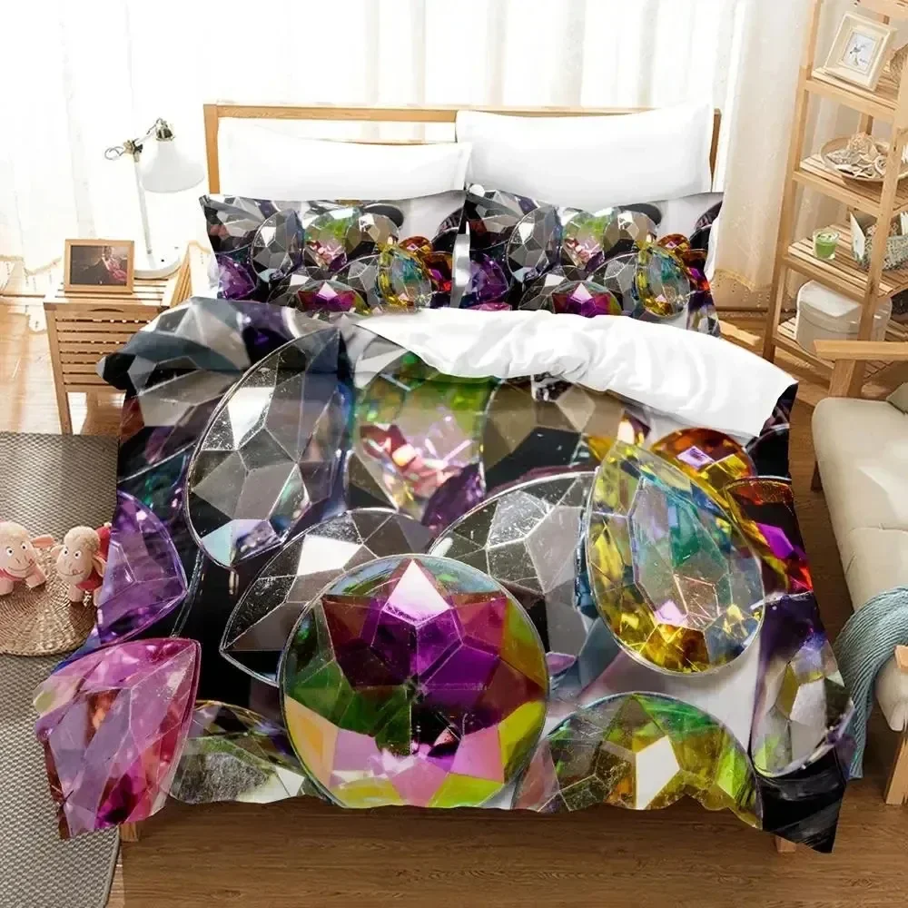 

Artistic Crystal 3D NEW Duvet Cover Pillowcase Bedding Set Adult Boy Girl Bedroom Decoration Children Single Double Large