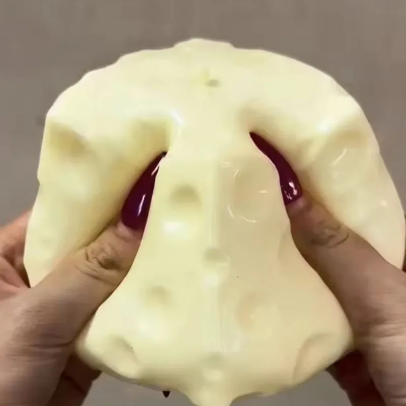 ◑Jumbo Cheese Cube Stress Ball Big Cheese Shapeable Squeeze Ball Non-Bounce Fidget Toy ASMR Sensory Anti-Stress Festival Gift - view 3