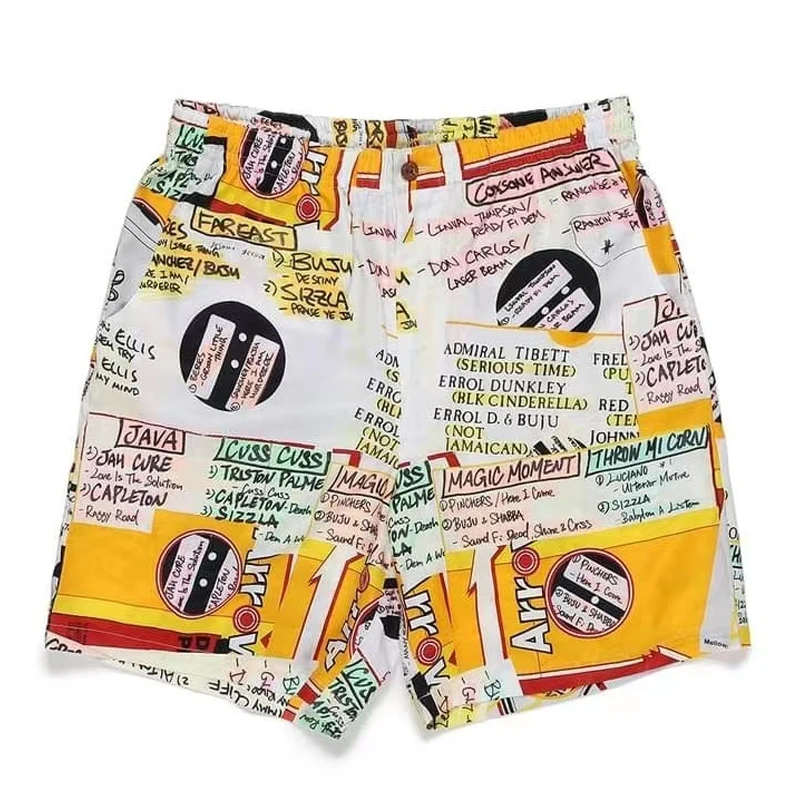 2024 WACKO MARIA Basquiat Black Eye with Tiger Loose Casual Sports Men\'s and Women\'s Style Trend Beach Hawaiian Nickel Shorts