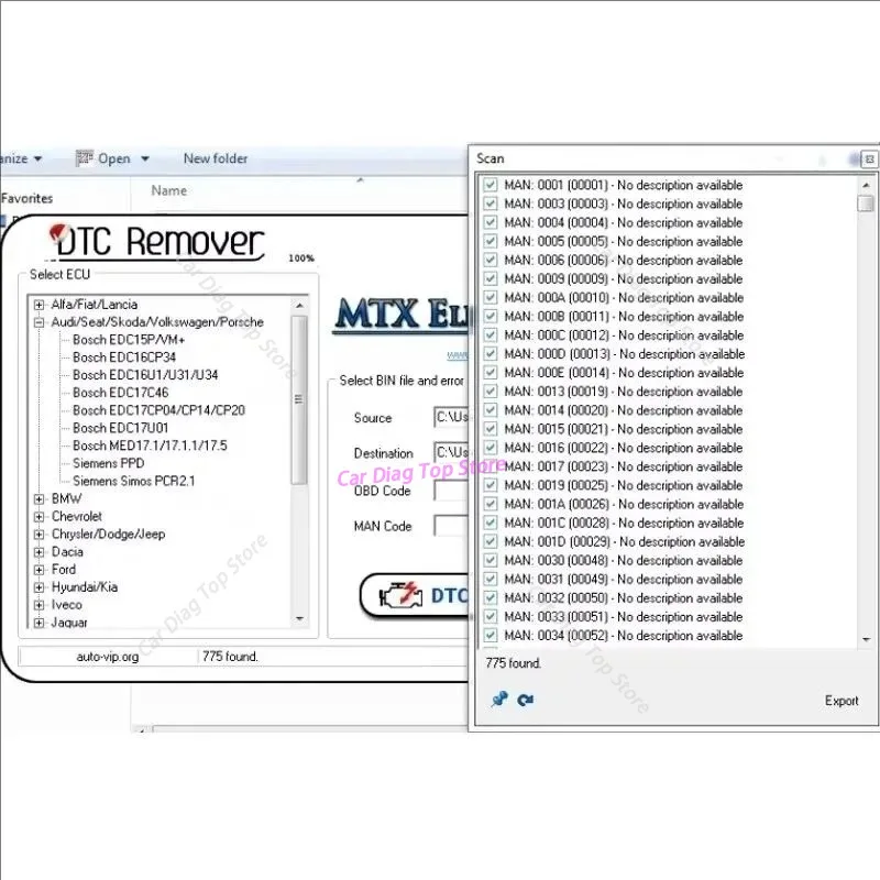 MTX DTC Remover 1.8.5.0 For KESS KTAG FGTECH OBD2 Software  With Keygen+9 Extra ECU Tuning SW Software ECU Fault
