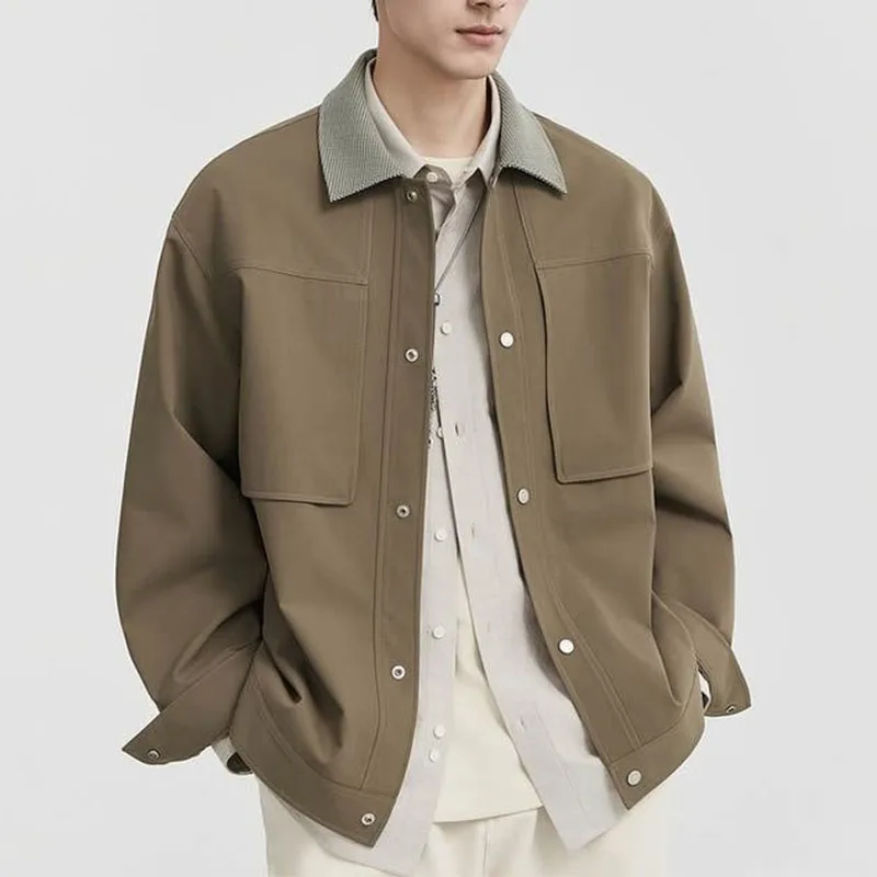 Men's Spring New Arrivals Contrasting Color Lapels High-end Jackets Men's Handsome Short Casual Tops